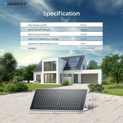 Renogy 2pcs Bifacial 550 Watt Monocrystalline Solar Panel