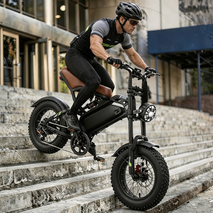 Electric Bike for Adults, 48V 15.6Ah Removable Battery, 19.8MPH Top Speed, 35-45 Mile Range, 16"x4" Tire, Double Shock Absorber, Dual Disc Brakes, High Carbon Steel Frame