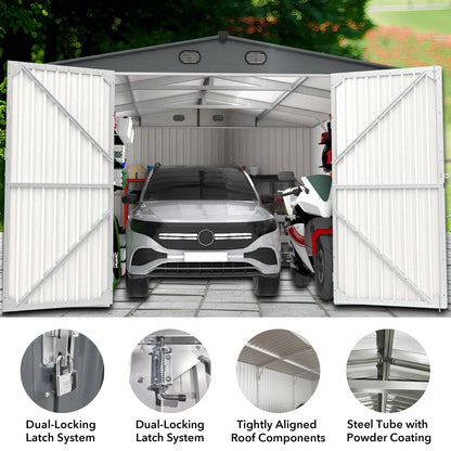 Chery Industrial 23'x22' & 10'x20' & 13'x20' Metal Garage Sheds with Side Door, Double Doors Galvanized Steel Storage Buildings