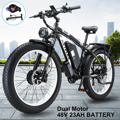 26" Electric Bike For Adults, 7 Speed Electric Scooter With 48V 1104Wh Removable Lithium-Ion Battery, 500W Brushless Motor, 19mph, Up To 50 Miles, Electric Dirt Bike, Dual Motor