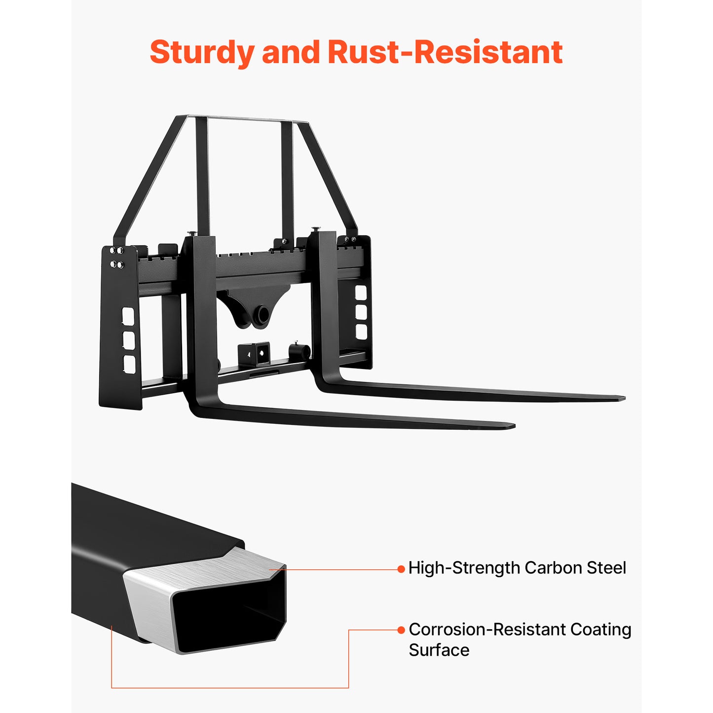 Pallet Fork Frame Attachment with 48-inch Skid Steer Pallet Forks 4000 lbs