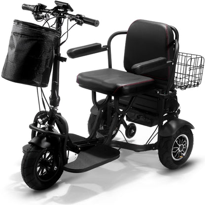 MotoTec Folding Mobility Electric Trike 48v Dual Motor Lithium Black- Speed may vary based on rider weight and riding conditions