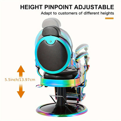Retro Barber Chair Heavy Duty Barber Chairs Vintage Salon Chair Hydraulic Recline Beauty Spa Styling Equipment Rounded Cushioning with Puckered Button, Valentine'S Day And Other Festivals