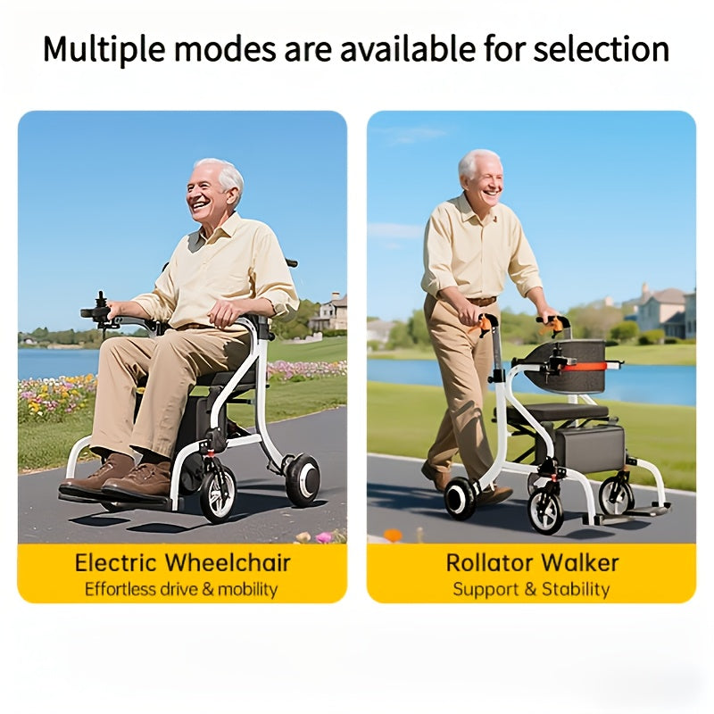 Versatile 2-In-1 Electric Wheelchair And Walker, Featuring a Lightweight Aluminum Alloy Frame That Weighs 38 Pounds. It'S Easy to Transport, Offers an Impressive Range of 20 Miles, And Can Support Up to 300 Pounds