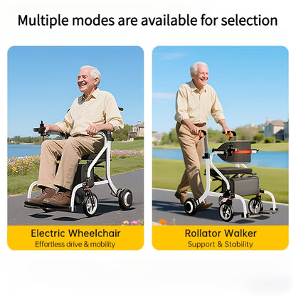 Versatile 2-In-1 Electric Wheelchair And Walker, Featuring a Lightweight Aluminum Alloy Frame That Weighs 38 Pounds. It'S Easy to Transport, Offers an Impressive Range of 20 Miles, And Can Support Up to 300 Pounds