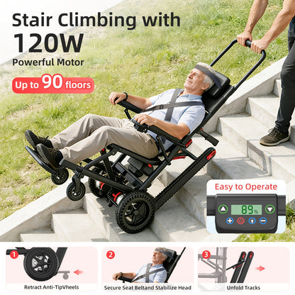 Nihhcune Electric Stair Climber | Intelligent Electric Wheelchair With 13Ah Lithium Battery, 15-Mile Range, Quickly Foldable For Easy Travel, Supports Up To 310 Lbs