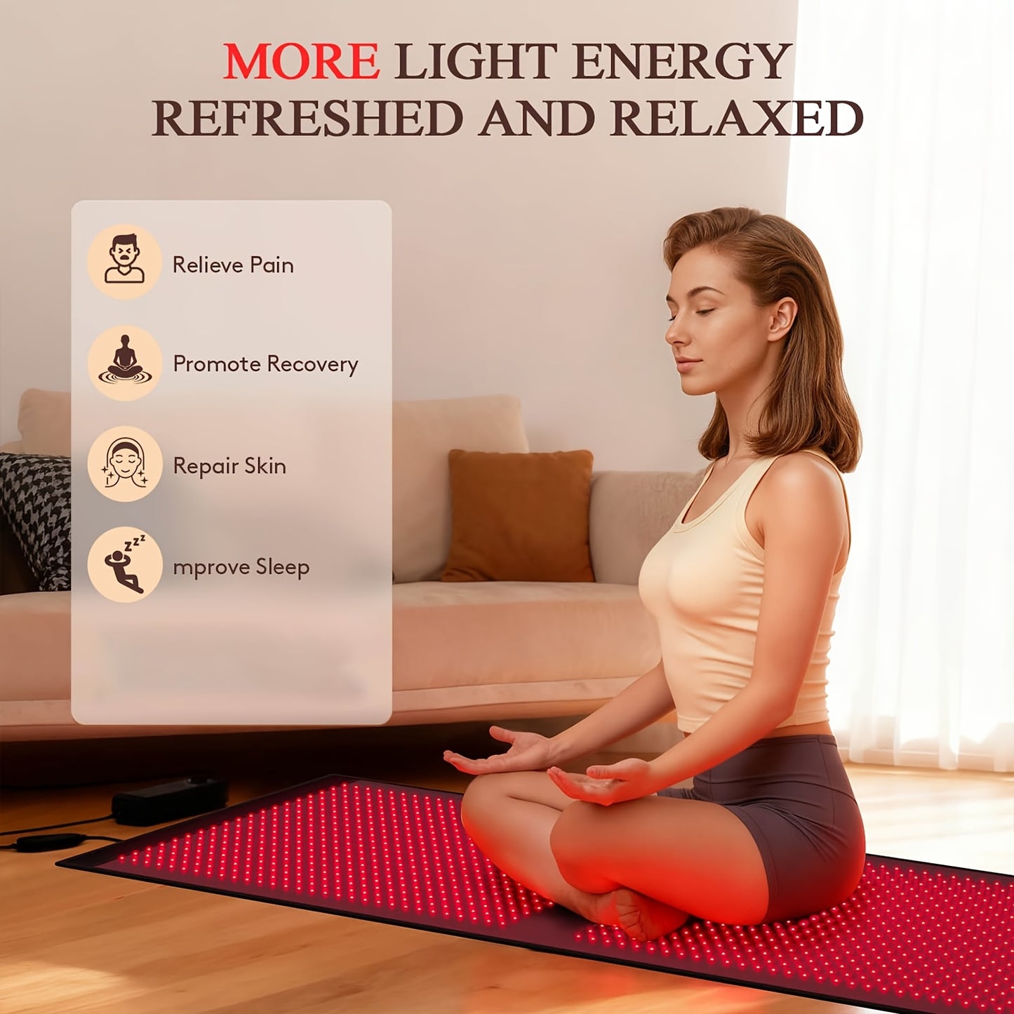 Red Light Blanket for Legs: All-in-One Pain Relief Relax Mat for Full Feet Legs Knee with 660nm 850nm Infrared Light At Home - 1140pcs LEDs