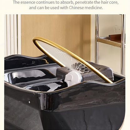 Equipment for Head Spa, Featuring a 360° Cycle Rinse, a Large 15.85gal Water Tank, a Shampoo Basin for Water Therapy, And Light Therapy Along with Fumigation for Hair Relaxation