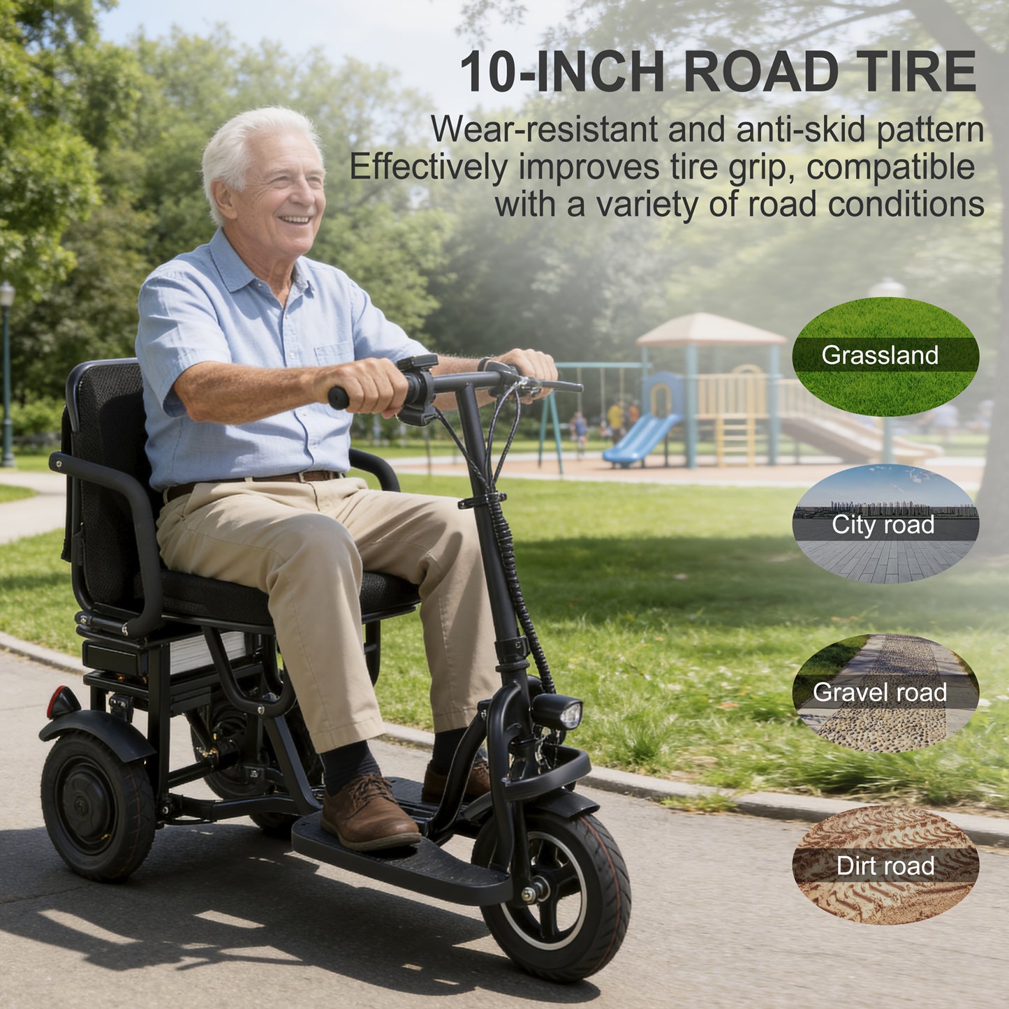 Adult Electric Scooter for Seniors, Lightweight Folding 3-Wheel Mobility E-Trike with 700W Dual Motor, Ergonomic Seat, Removable Battery, And Storage Basket - Black