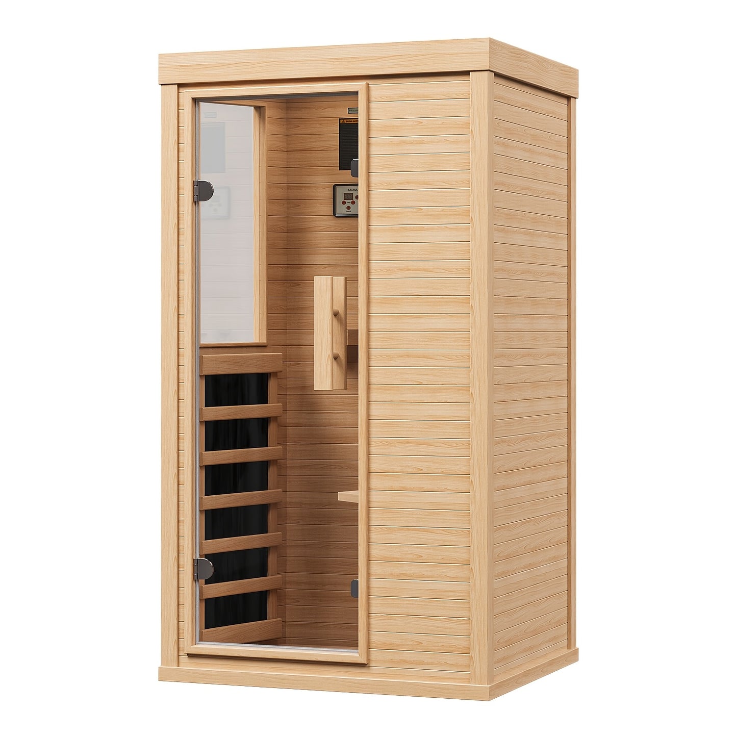 1-2 Person Indoor Infrared Sauna, 2.7'x2.3'-with A Half Glass, Full Spectrum Dry Sauna with Control Panel, Low EMF Far Infrared Sauna for Home Spa, Muscle Recovery, Patio & Backyard