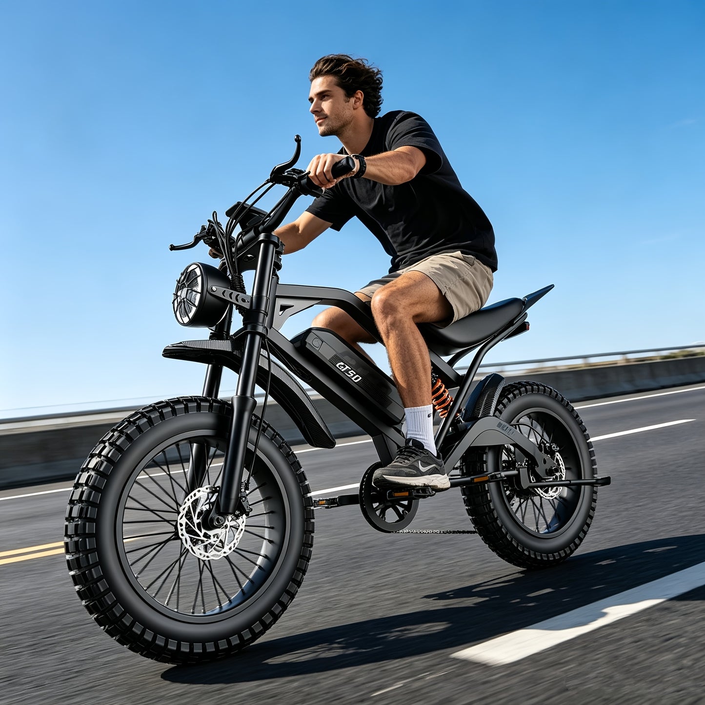 Electric Bike for Adults Teens, 749W Peak Off-Road Ebike, 27.9MPH And 65Miles, 20 X 3In Portable Electric Bike, Dual Suspension And Dual Brake, Commuting Ebike with Long-Seat, 365LBS