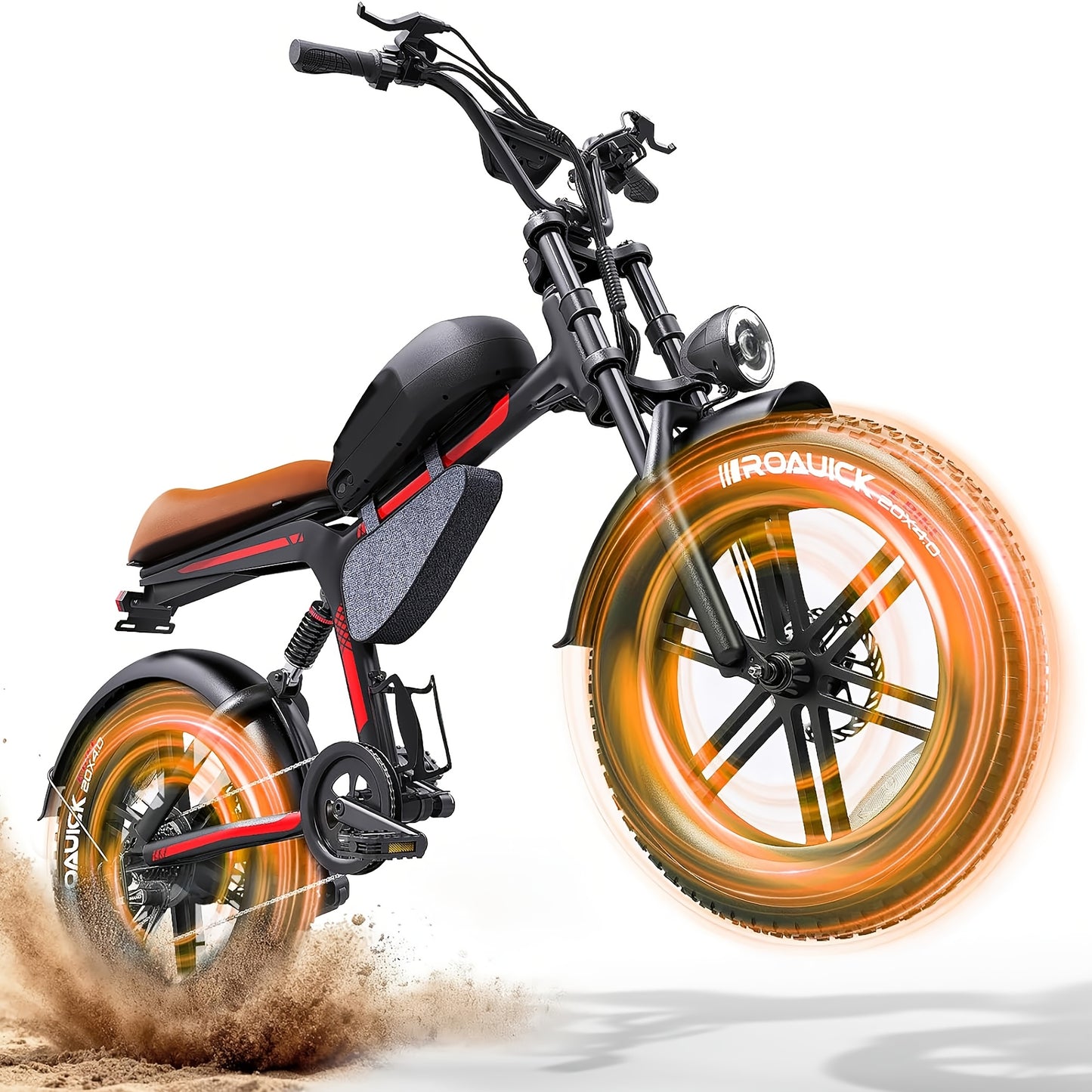 Retro Motorcycle Style Electric Bike for Adults, 20"x4.0" Tire, 48V 18Ah Battery for 60-90 Miles Long Range & Fast Speed, 7-Speed, Ideal for City Commuting, Trail Riding And Leisure Cruising.