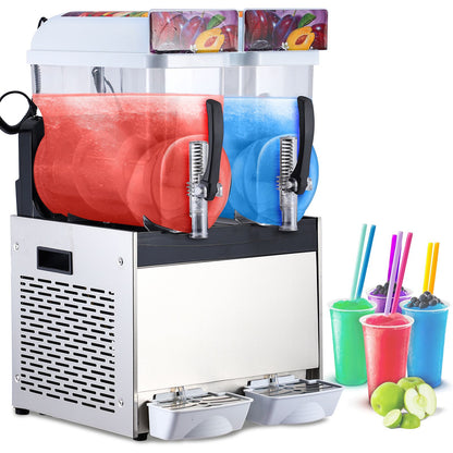 Commercial Slushy Machines with a Capacity of 30 Liters Or 8 Gallons, Featuring 860 Watts of Power, Made of Stainless Steel, Designed for Making Frozen Drinks And Margaritas, Includes a Self-Cleaning Function, Perfect for Cocktails, Restaurants