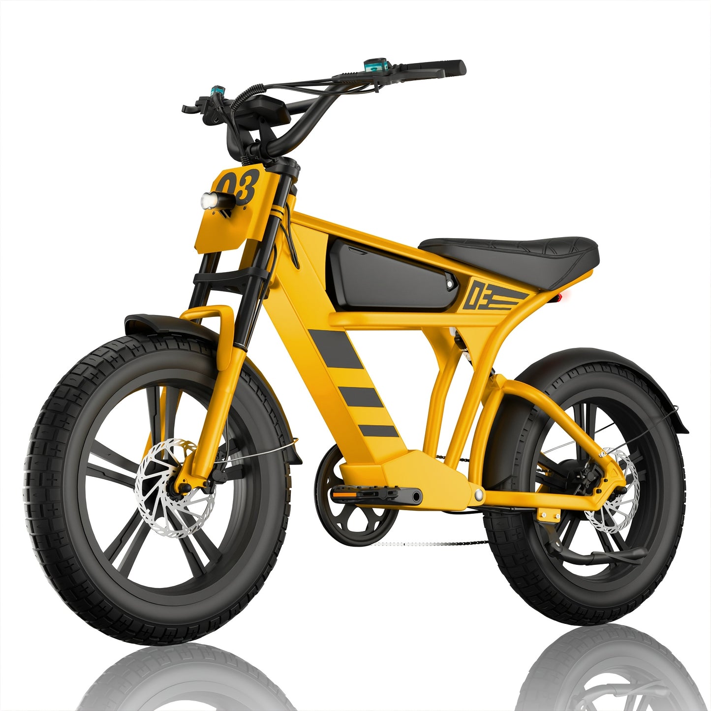 Hardcore Off-road Electric Bike, Featuring a Full Suspension System and Hydraulic Brakes to Conquer Rugged Mountain Trails. Equipped with 20"x4.0" Wide Tires and a 48V 18Ah Battery for 40-60 Miles of Range, This 7-speed All-terrain Beast