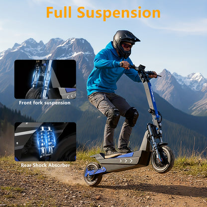 Tomofree Adult Electric Scooter, 60V35Ah 3-speed Range Of Approximately 75 Miles, 11 Inch Tires with Seats, Multiple Hydraulic Shock Absorbers with A Maximum Load Capacity Of 300 Pounds, Front Headlights, Foldable, LCD Display Screen