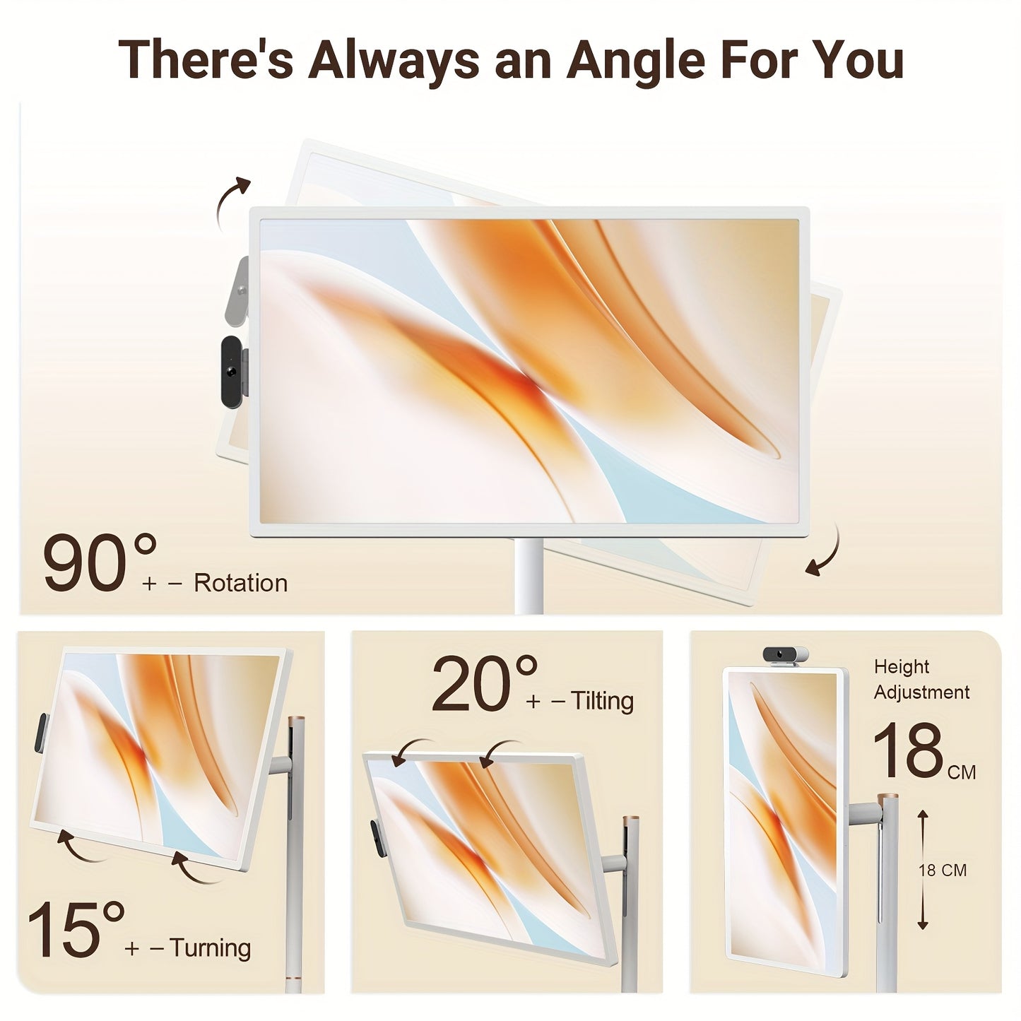 Apolosign 24/32" FHD 2nd Gen Mobile TV - Wheel Portable, Rotatable Touchscreen, (8+8)GB RAM+128GB ROM, Android 14, 9300mAh, Voice Remote