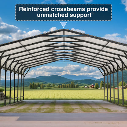 Polar Aurora 20x40FT Heavy-Duty Metal, Carport Shelter with Enhanced Base Garage for Vehicles, Boats and Trucks, in Classic Black