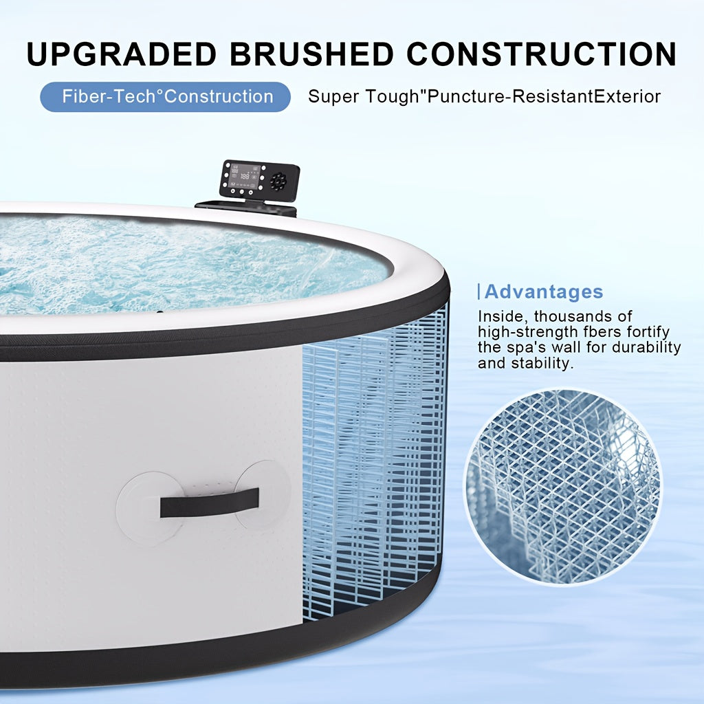 Outdoor Inflatable Hot Tub Spa For Adults, Foldable Tub With Adjustable Heating, Mood Lights And Insulated Cover, Built In Filtration System For Relaxation, Recovery And Backyard Enjoyment