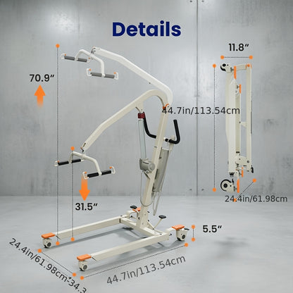 Portable Full Body Transfer Lift, Q2 Electric Folding Lift with Sling, Home Care Elderly Floor Lift Assist, Easy Disassemble, 440LBS Weight Bearing