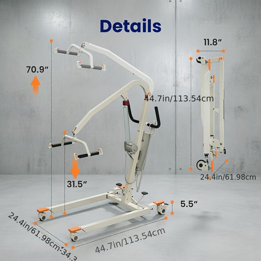 Portable Full Body Transfer Lift, Q2 Electric Folding Lift with Sling, Home Care Elderly Floor Lift Assist, Easy Disassemble, 440LBS Weight Bearing