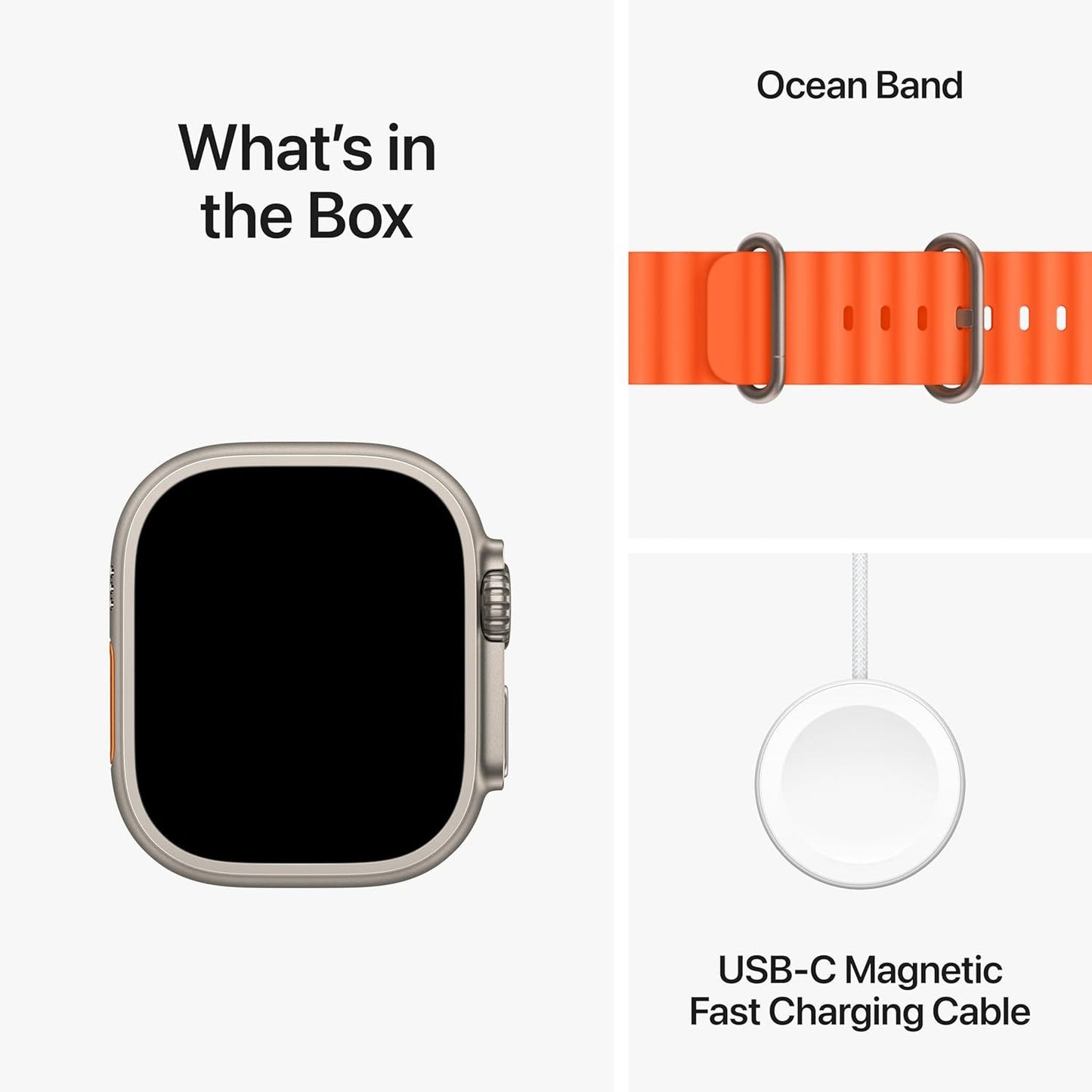 Apple Watch Ultra 2 With AppleCare+ (1 Years) [GPS + Cellular, 49mm] - Titanium Case with Orange Ocean Band, One Size CPO Condition