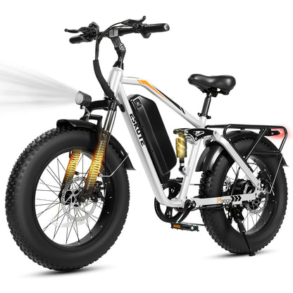 ESKUTE M300F Electric Bike for Adults 80Miles, 20.8ah Long Range And Removable Battery, 20x4 Tire Electric Mountain Bike for Men Women