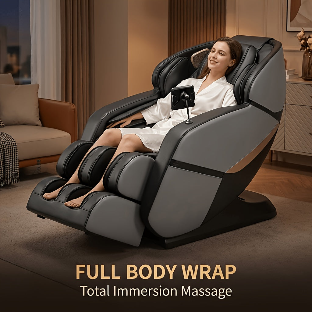 Yitouch Massage Chair, Full Body Massage Chair, Zero Gravity Chair, Portable Direct Rail Kneading Massage Chair, Safety Airbags, Foot Rollers, Gray Color