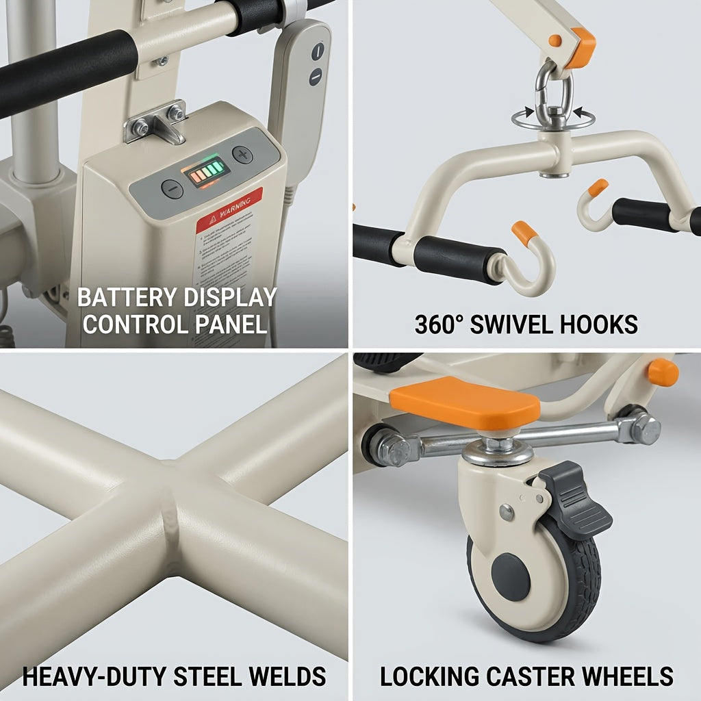 Portable Full Body Transfer Lift, Q2 Electric Folding Lift with Sling, Home Care Elderly Floor Lift Assist, Easy Disassemble, 440LBS Weight Bearing