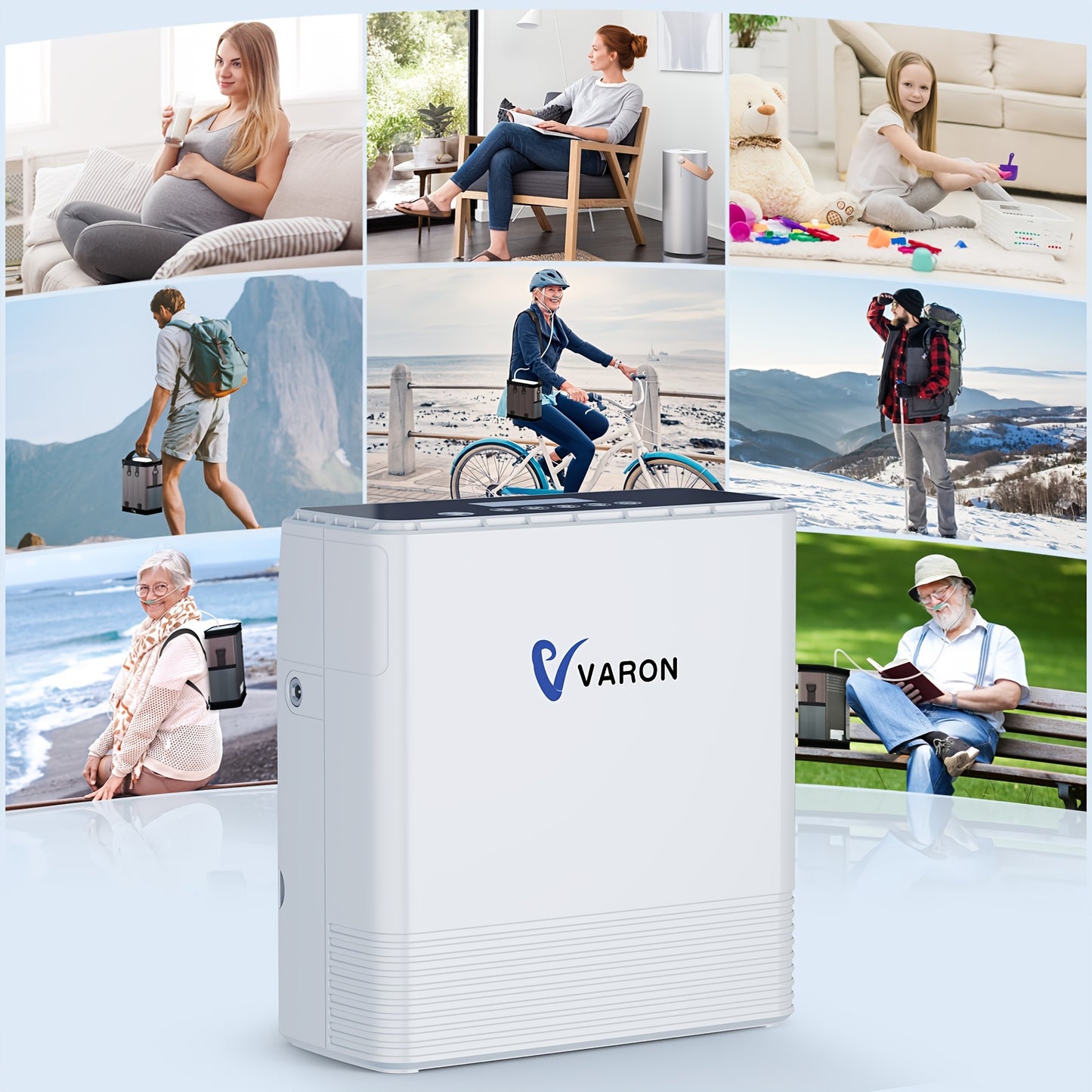 High 90% Concentration Multiple Charging Options, 1.59gal Adjustable Continuous Flow Oxygen Generator Machine with Backpack for Travel Use