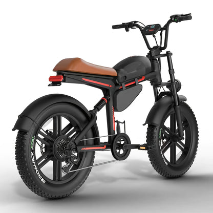 Retro Motorcycle Style Electric Bike for Adults, 20"x4.0" Tire, 48V 18Ah Battery for 60-90 Miles Long Range & Fast Speed, 7-Speed, Ideal for City Commuting, Trail Riding And Leisure Cruising.