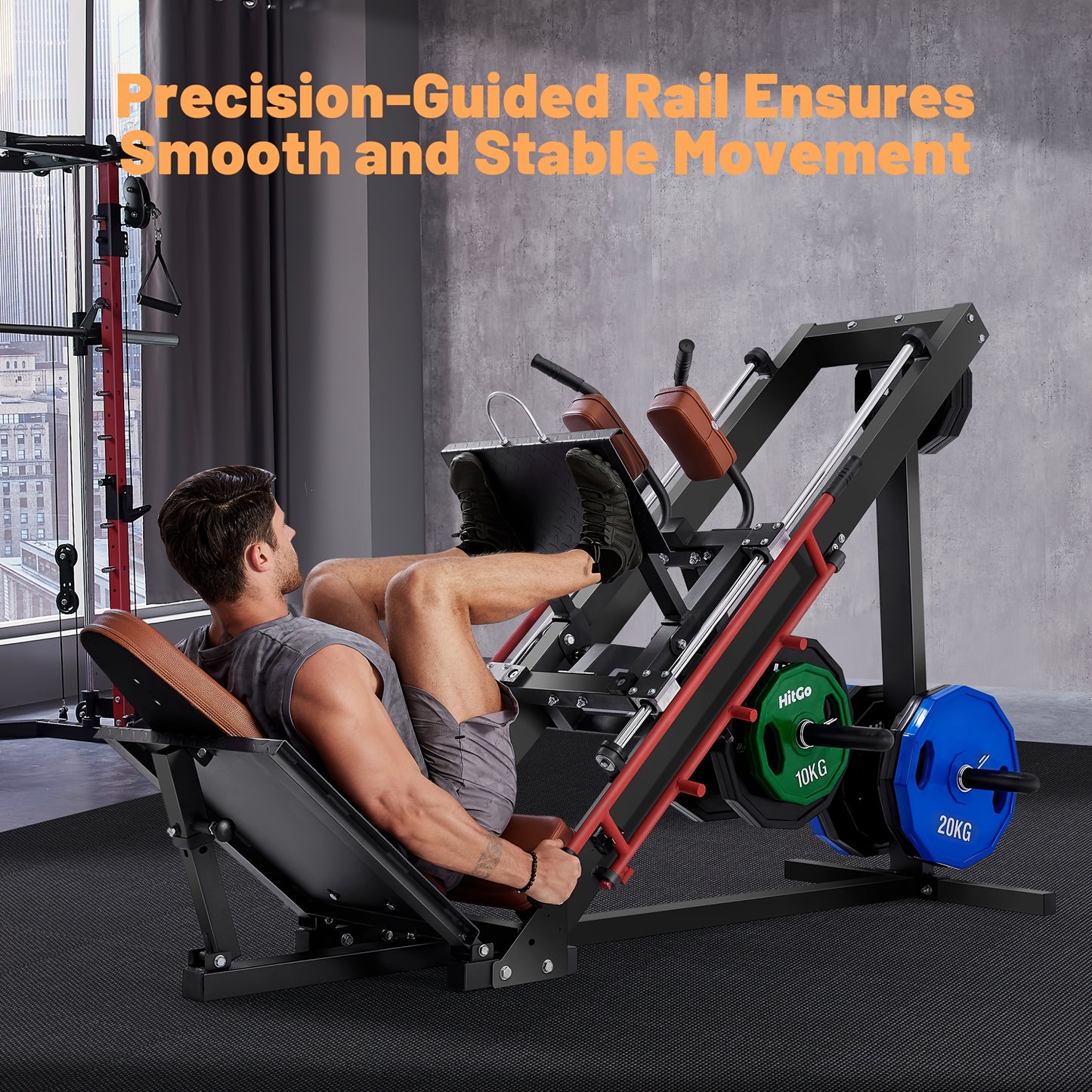1 Hack Squat & Leg Press Combo Machine | Convertible Lower Body Trainer with Heavy-Duty Steel Frame, Adjustable Footplate & Padded Seat, Available in and Grey