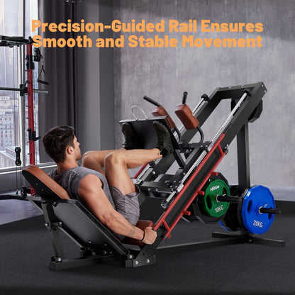 1 Hack Squat & Leg Press Combo Machine | Convertible Lower Body Trainer with Heavy-Duty Steel Frame, Adjustable Footplate & Padded Seat, Available in and Grey
