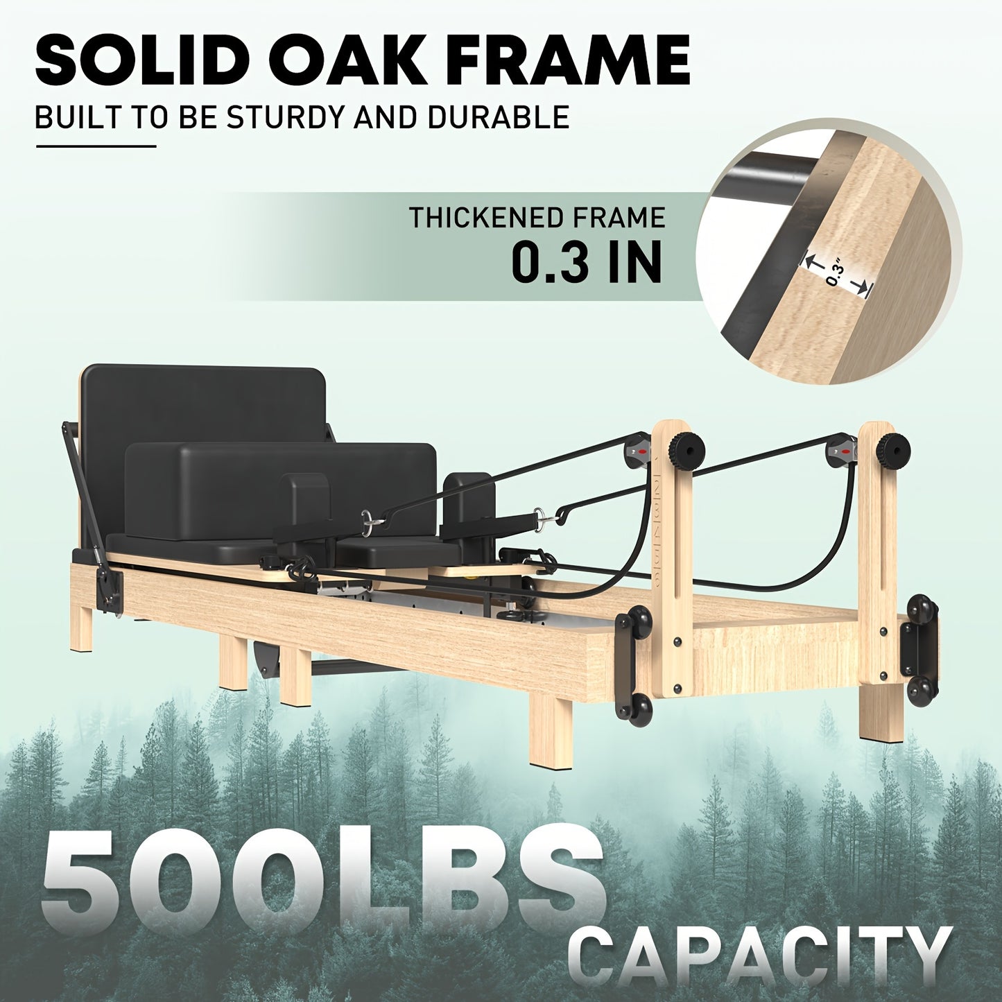 Pilates Reformer Machine, Wood Pilates Machine Bed Yoga Exercise Strength Training Equipment For Home Workout