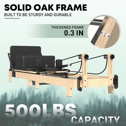 Pilates Reformer Machine, Wood Pilates Machine Bed Yoga Exercise Strength Training Equipment For Home Workout