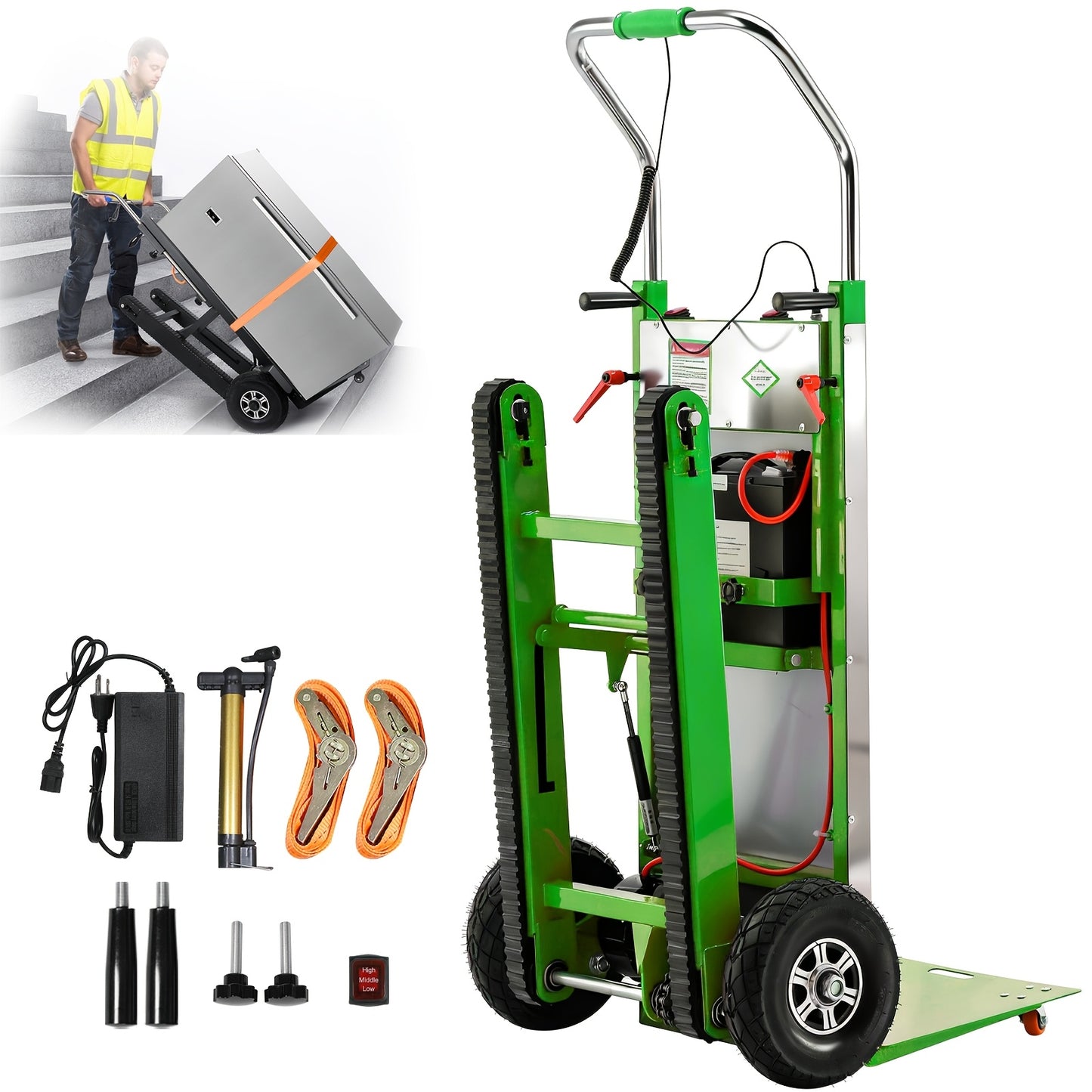 Sturdy Stair Climbing Trolley - Supports Up to 900 Pounds, Features 3 Folding Modes, Telescopic Handle, And Portable Design | Ideal for Mobile, Warehouse, And Business Applications
