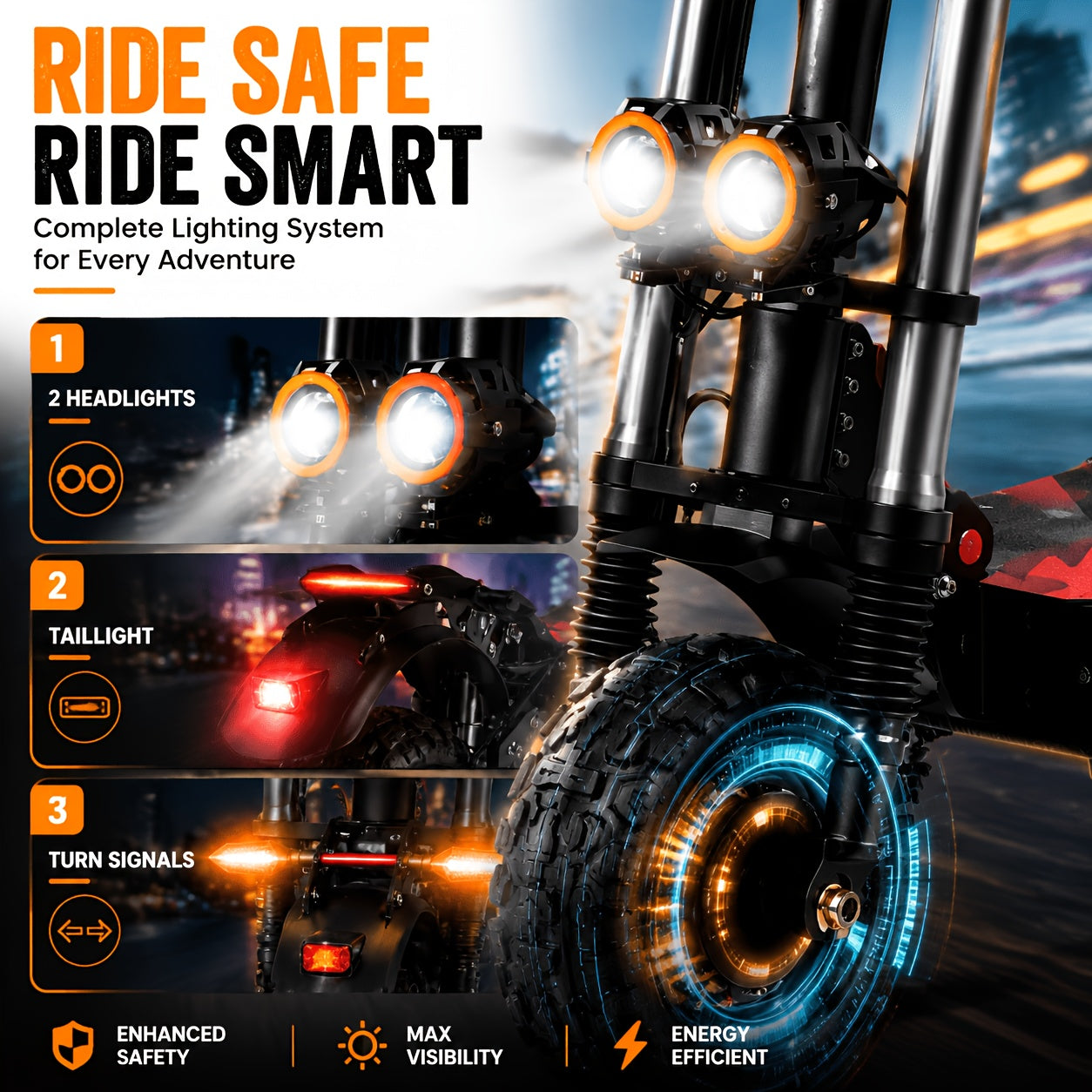 All-Terrain Electric Scooter Front And Rear Dual Drive High-Speed Long-Range Full Hydraulic Shock Absorption Front And Rear Oil Brake with Seat