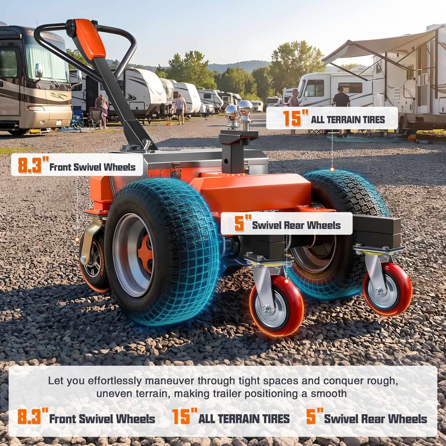 Trailer Trolley, 6 Wheels, Maximum 7500 Pounds All Terrain Wheels, Adjustable Speed, Reverse/drive/brake, 2-inch/4-inch Ball Hitch Installation, Suitable for Moving RVs, Car Trailers, Campers