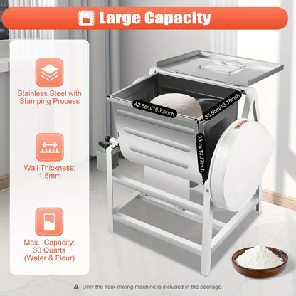 110V Commercial Dough Mixer, Electric Stand Heavy Duty Pizza Dough Mixer Flour Mixer, Max Mixed Dough 33.07LB/ 30QT, for Homes, Restaurants and Other Places