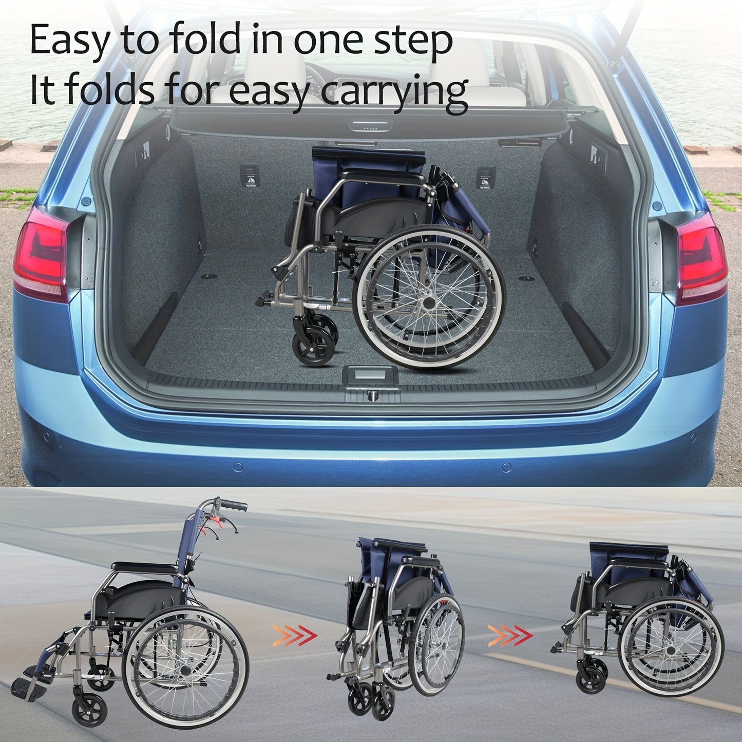 [only 23lbs] Multi-function Manual Wheelchair with Handbrake, Adult Wheelchair, Light Foldable Wheelchair, 20-inch Rear Wheel, Foldale Pedal, for Seniors