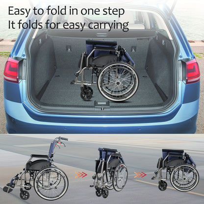 [only 23lbs] Multi-function Manual Wheelchair with Handbrake, Adult Wheelchair, Light Foldable Wheelchair, 20-inch Rear Wheel, Foldale Pedal, for Seniors