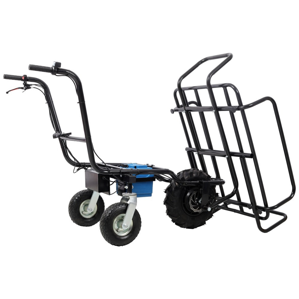 24V DC 350W Electric Transportation Cart, 265Lbs Load Utility Garden Dump Cart with Metal Handle And 16' Track Wheels, Heavy Duty Yard Lawn Wagon for Backyard Farm Outdoor Gardening Cargo Transport
