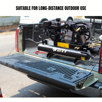 6.5HP Gas Powered Portable Air Compressor With 9 Gal Twin Tank, 12 CFM@125 PSI, Without Battery