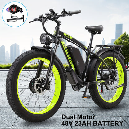 26" Electric Bike For Adults, 7 Speed Electric Scooter With 48V 1104Wh Removable Lithium-Ion Battery, 500W Brushless Motor, 19mph, Up To 50 Miles, Electric Dirt Bike, Dual Motor
