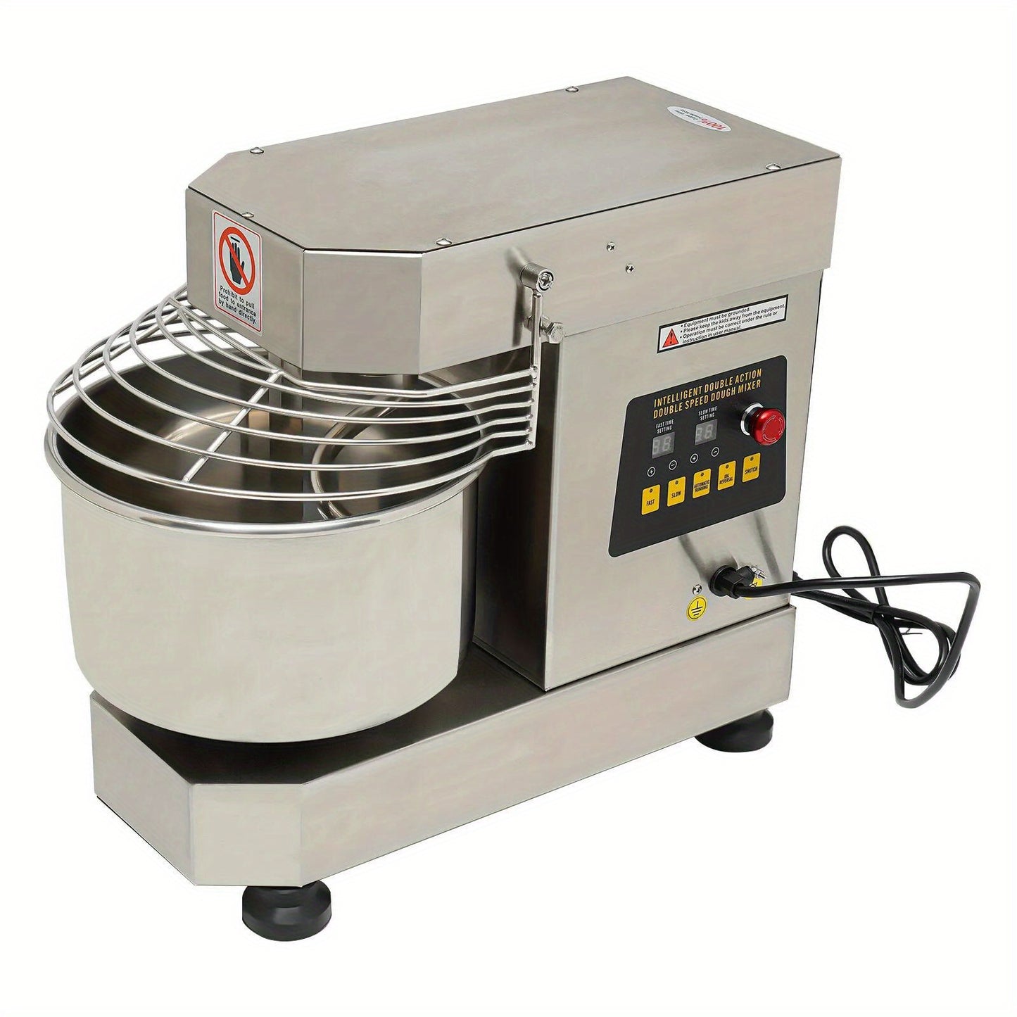 Commercial Food Mixer, 750W Dual Rotating Dough Mixer, Stand Mixer with Stainless Steel Bowl, 10.5Qt Capacity, Security Shield Included, Baking Equipment for Restaurant Pizzeria