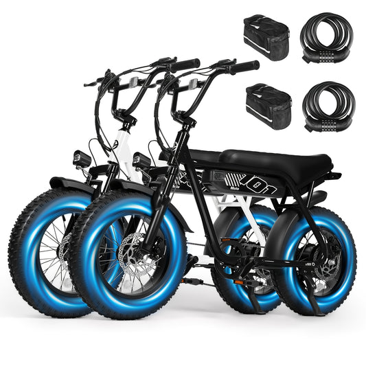 2 Pack ESKUTE's Latest 2026 Electric Bicycle Model for Adults/Teens - Removable Battery Electric Bike, 16" ×4" Tire, 749W Peak Motor, 48V 13Ah Removable Battery, 7-Speed, The Best Choice for Gifts, Includes Free Phone Bag and Combination Lock