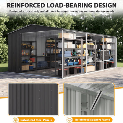 12ft. X 20ft. Metal Storage Shed with Sloped Roof And Lockable Door, Black
