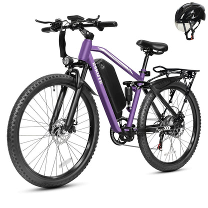 Electric Bike for Adults, 27.5" Mountain E-Bike, Brushless Motor, 48V 20.8Ah Up to 80 Miles Range, Full Suspension Step-Over Electric Bicycle And a Helmet Will Be Included As a Gift
