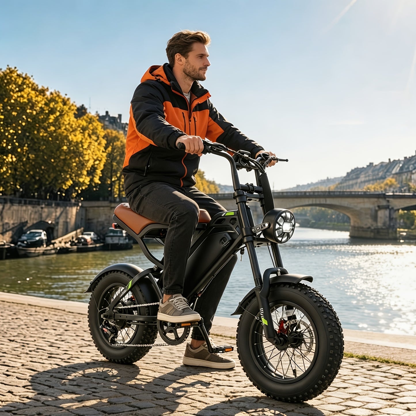 Electric Bike for Adults, 48V 15.6Ah Removable Battery, 19.8MPH Top Speed, 35-45 Mile Range, 16"x4" Tire, Double Shock Absorber, Dual Disc Brakes, High Carbon Steel Frame