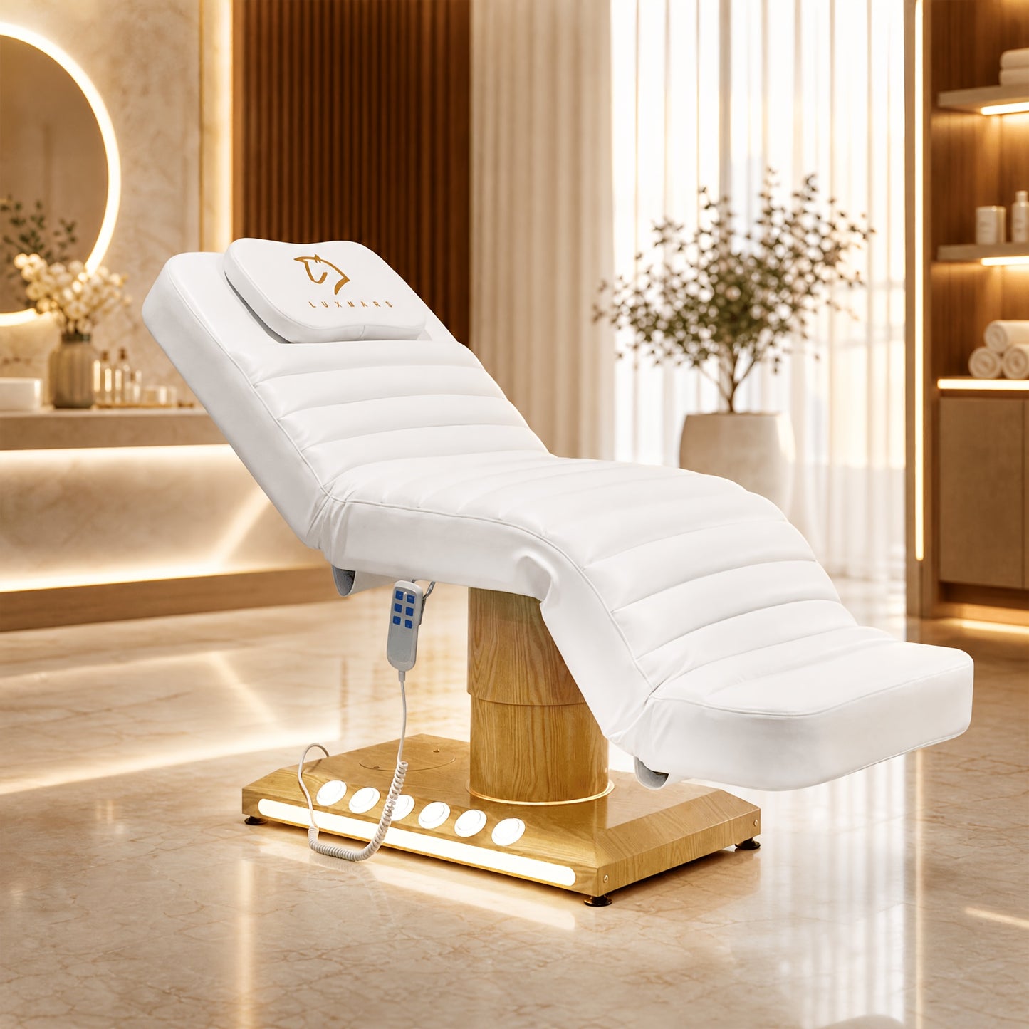 Full Electrical Massage Table, 3 Motors Facial Chair With Remote And Foot Controller, Tattoo Chair For Esthetician With Pillow, Beauty Bed With Removable Headrest For Spa, Salon, Waxing