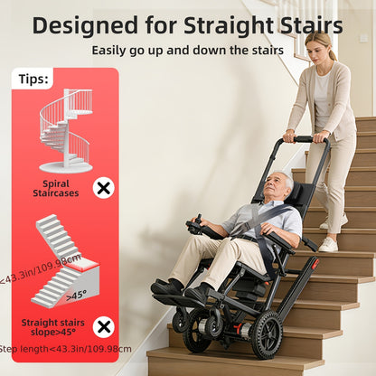 Nihhcune Electric Stair Climber | Intelligent Electric Wheelchair With 13Ah Lithium Battery, 15-Mile Range, Quickly Foldable For Easy Travel, Supports Up To 310 Lbs